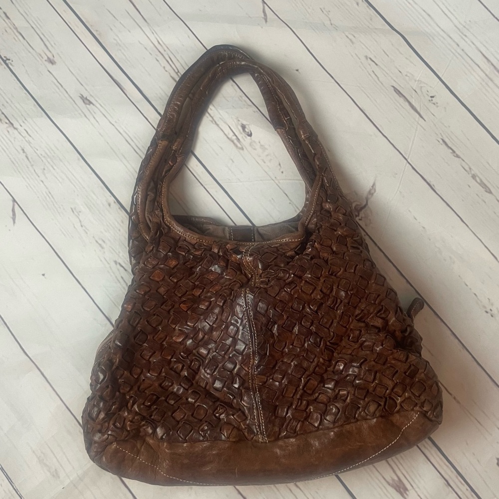 Langelotti Woven Leather Shoulder Bag